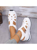 1 Pair Women's Summer Casual Fashion Platform Wedge Sandals, Hook And Loop Easy On/Off Soft Non-Slip Soles, Hidden Heel Increase Height Ladies Sandals